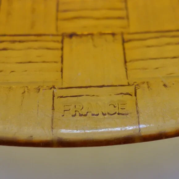 France Amber Color Glass Wicker Pattern 9 Inch Plate - Picture 8 of 8